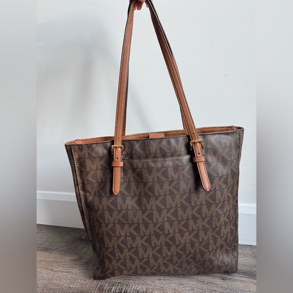 Michael Kors Signature Brown Tote with Gold Accents - Picture 3 of 7